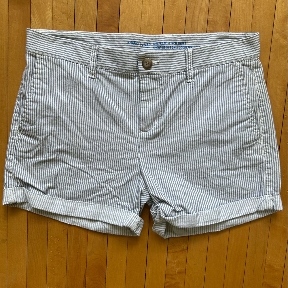 Gap Striped Cotton Blend Women’s Shorts - Light Gray/White